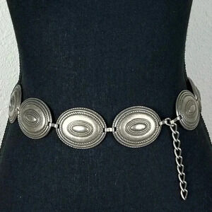 ESCADA Women’s Vintage Designer Silver Tone Concho Chain Link Metal Belt Tony Lama Silver Concho Western Chain Belt | Pinto Ranch main image 4